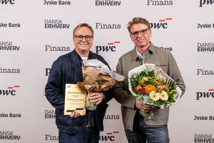 Kim Hyldahl og David Skjødt fra Mos Mosh, vinder af Årets Ejerleder 2026 i Sydjylland.