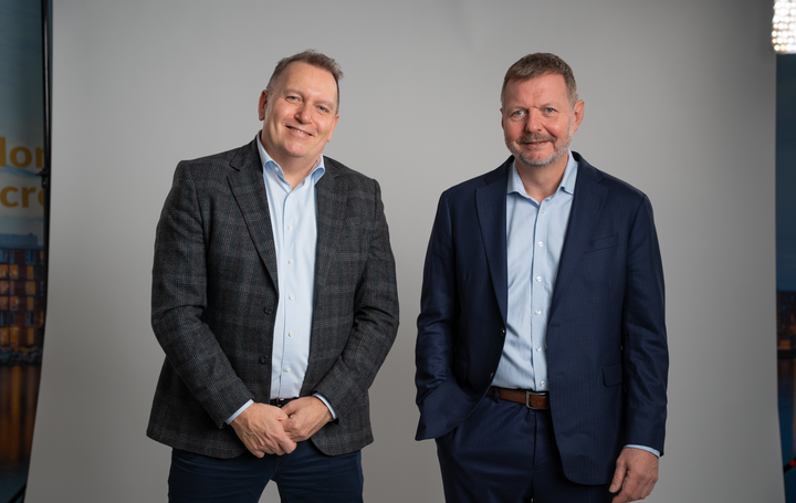 Til venstre: Jesper Holm Kristoffersen, CEO i Brunata. Til højre: Kristian Voldby Olsen, CEO i Brunata International.