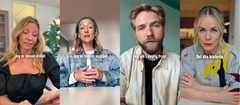 Carla Mickelborg, Annemette Voss og Søren Staun læser danskernes mobbehistorier op, mens Anne Glad Wagner opfordrer alle til at dele deres egen historie