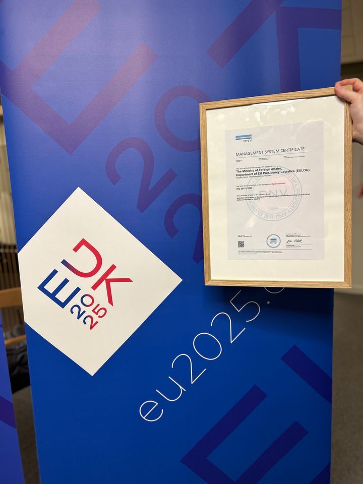 Certificeringen som organiseringen af det danske EU-formandskab har modtaget