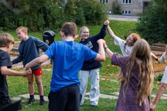 Elever fra Skovvangsskolen i Aarhus.